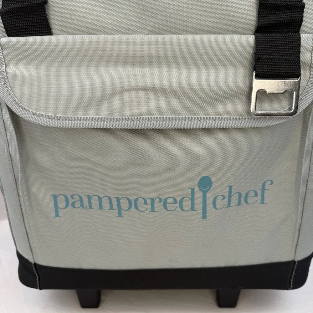 Coleman Pampered Chef Consultant Rolling Soft‎ Cooler Grey Insulated Wheels